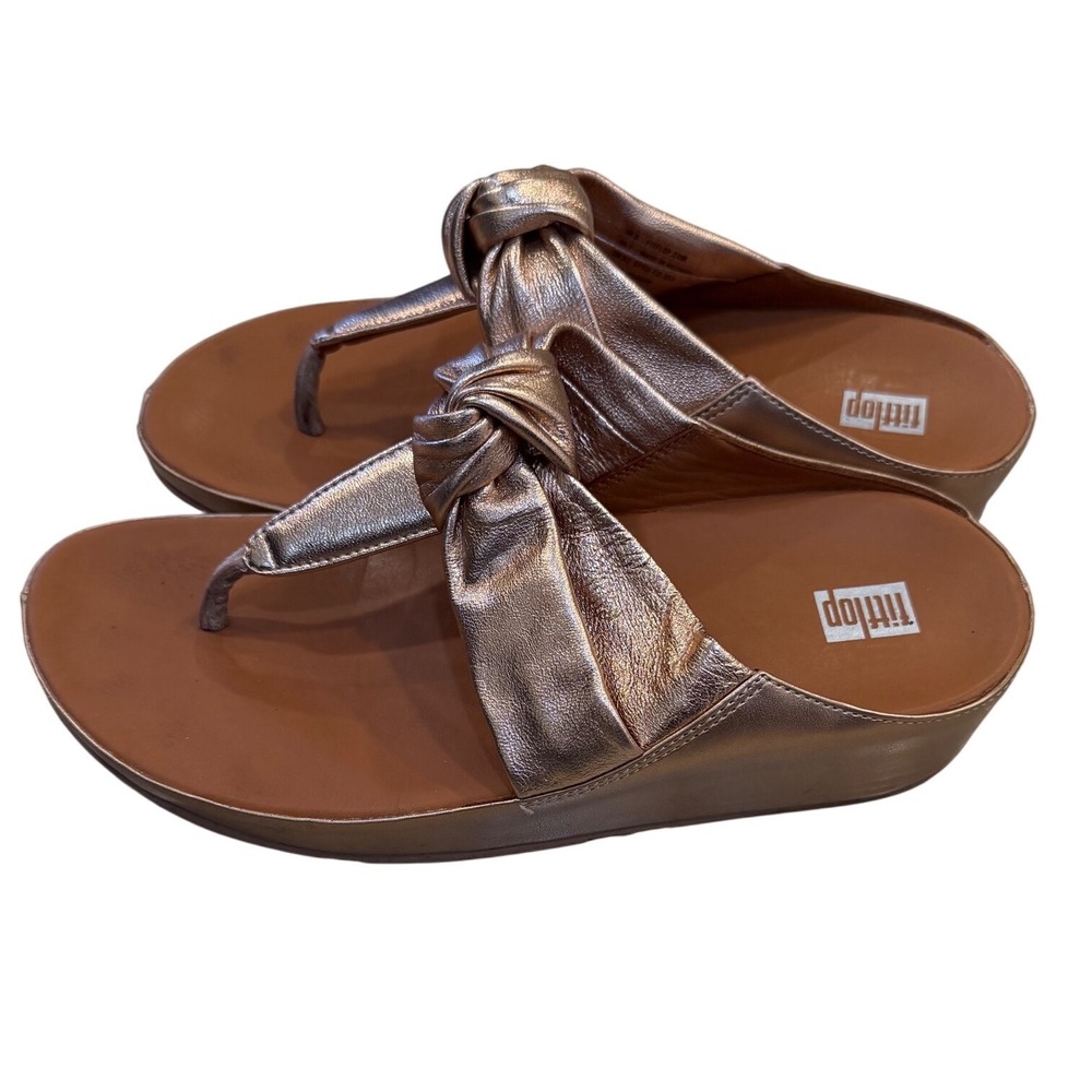 Fitflop Iqushion Metallic Bronze Thong Sandals Women US 7 UK 5 Style FJ2 323
